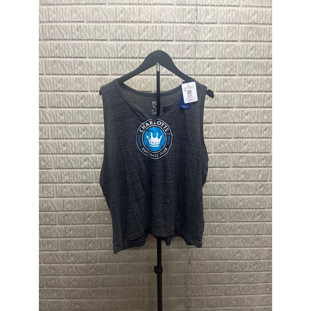 MLS Charlotte FC Football Club Tank Top Charcoal Heather Grey Mens 2XL New